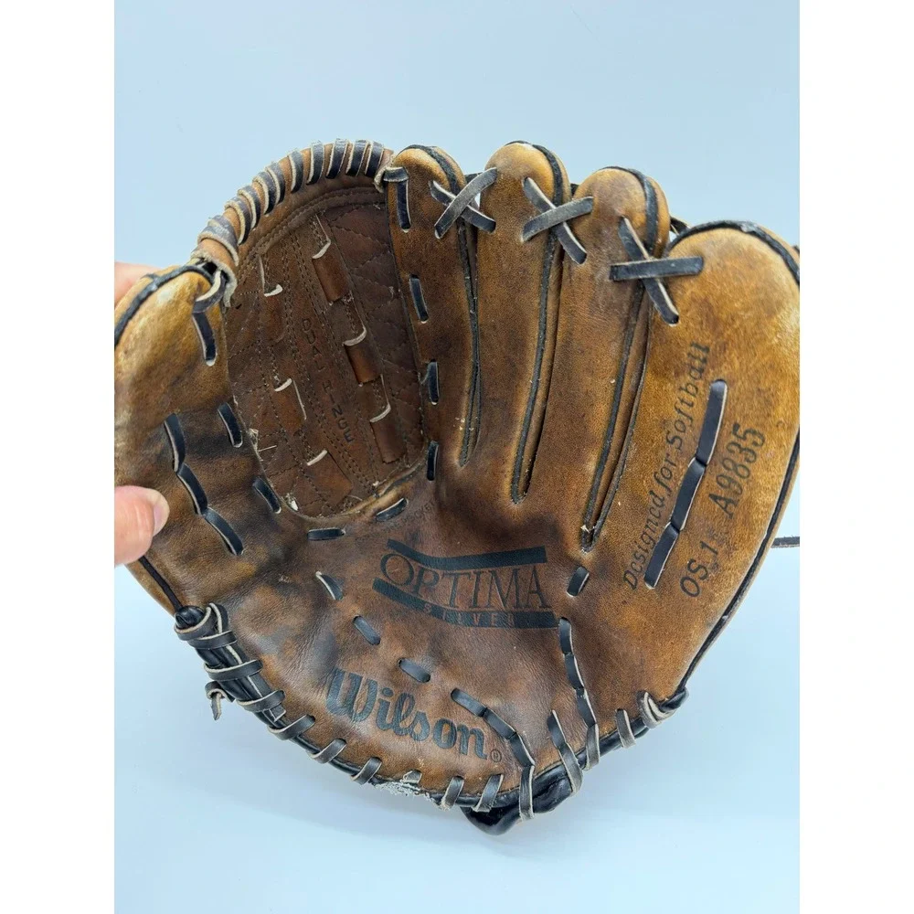 Vintage Wilson Optima Silver Series Softball Glove Brown Leather LHT 12 In A9835